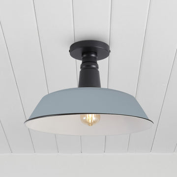 Camila 14"  Classic Industrial Indoor/Outdoor Iron LED Semi Flush Mount